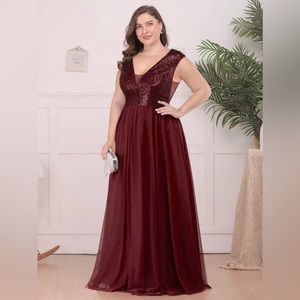 Burgundy EverPretty Evening/Formal Sequin Gown, Size 3X